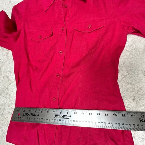 Betty Barclay Collection Womens Size 38 Button Up Long Sleeve Linen Shirt Casual - Picture 8 of 9